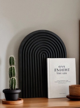 ins风拍摄道具黑色实木质托盘摆件香薰展示收纳日式装饰拍照桌面