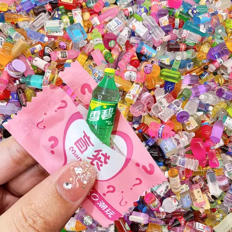 迷你微缩食玩盲袋小摆件瓶子食物diy树脂小超市零食模型儿童玩偶