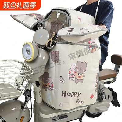 电动车挡风被亲子款分体双面防水前置儿童座椅挡风被带小孩冬保暖