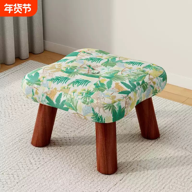 小凳子家用复古布艺板凳客厅茶几沙发矮凳创意软包坐墩成人换鞋凳