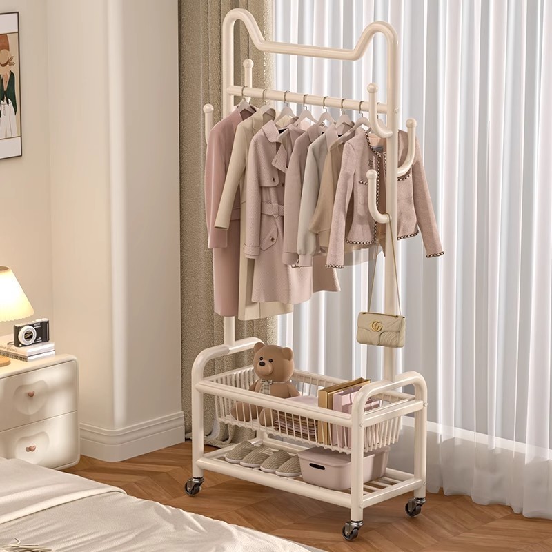 家用挂衣架卧室落地晾衣架不占空间室内衣帽架一体简易晒衣架新款