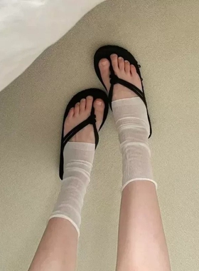 芭蕾风踩脚堆堆袜套白色袜子女夏季薄款透气半掌腿套卷边纯色棉袜