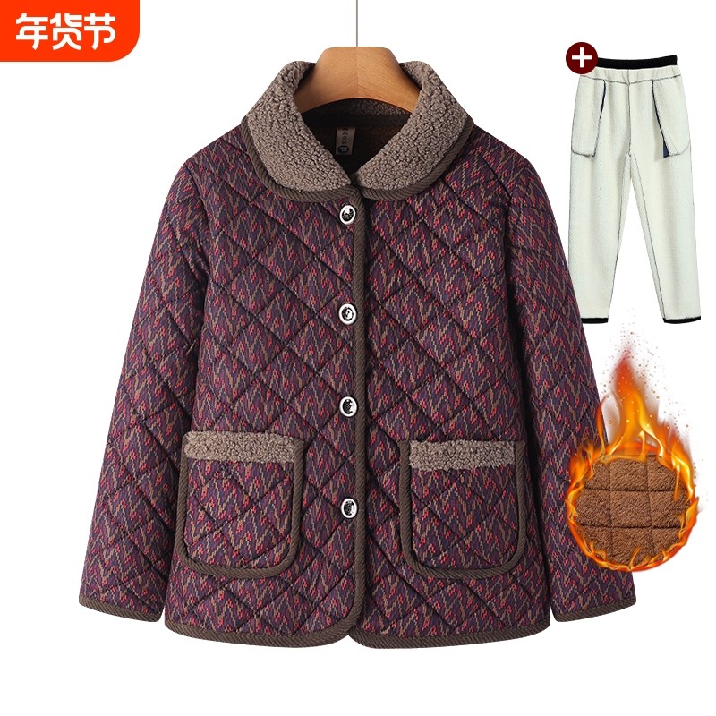 老年棉袄女奶奶冬装棉衣厚外套2025新款加绒保暖过年衣服妈妈棉服