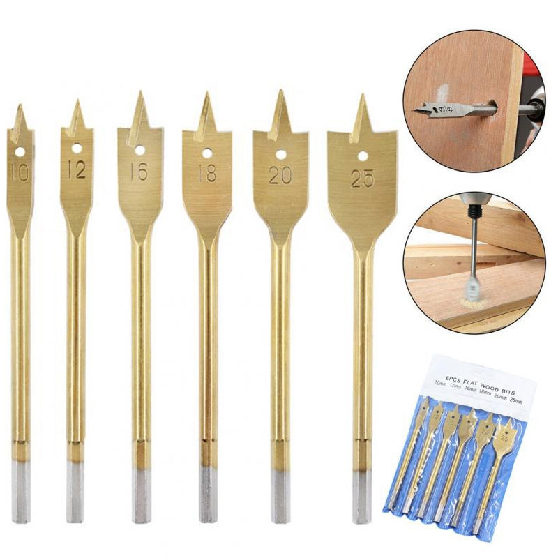 三尖木工扁钻塑料工具六角柄木工钻头10-25mm套装手电钻打孔木板