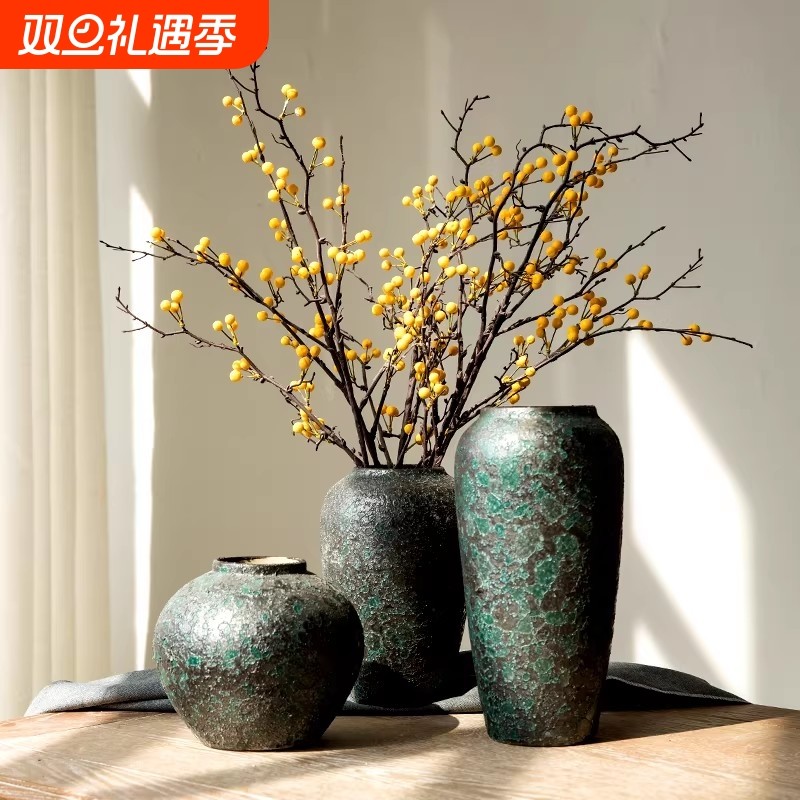 景德镇瓷器干花插花陶罐新中式陶瓷花瓶卧室客厅家用餐桌复古摆件