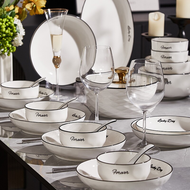 碗家用餐具套装饭碗陶瓷碗碗盘套装家用碗具碗碟筷微波炉漂亮的碗