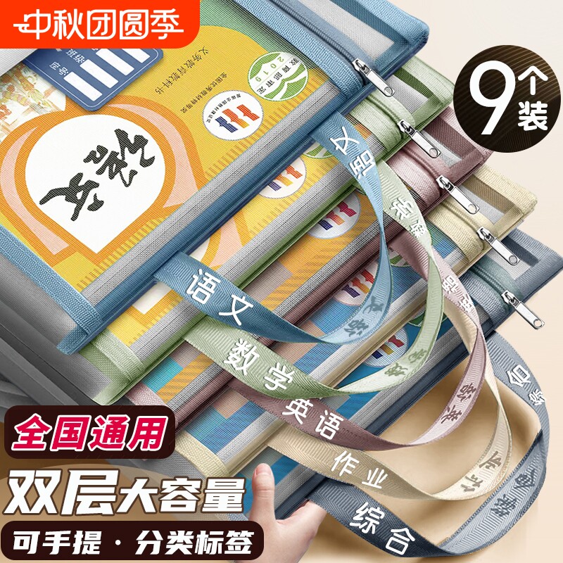 透明拉链式A4大容量收纳文件袋图片