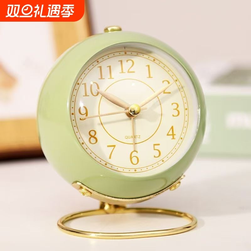 学生闹钟小巧复古烤漆儿童用书桌卧室床头钟表创业时尚家用小座钟