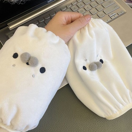 海豹袖套可爱毛绒袖头学生党羽绒服防脏耐磨办公室护袖中长款耐脏