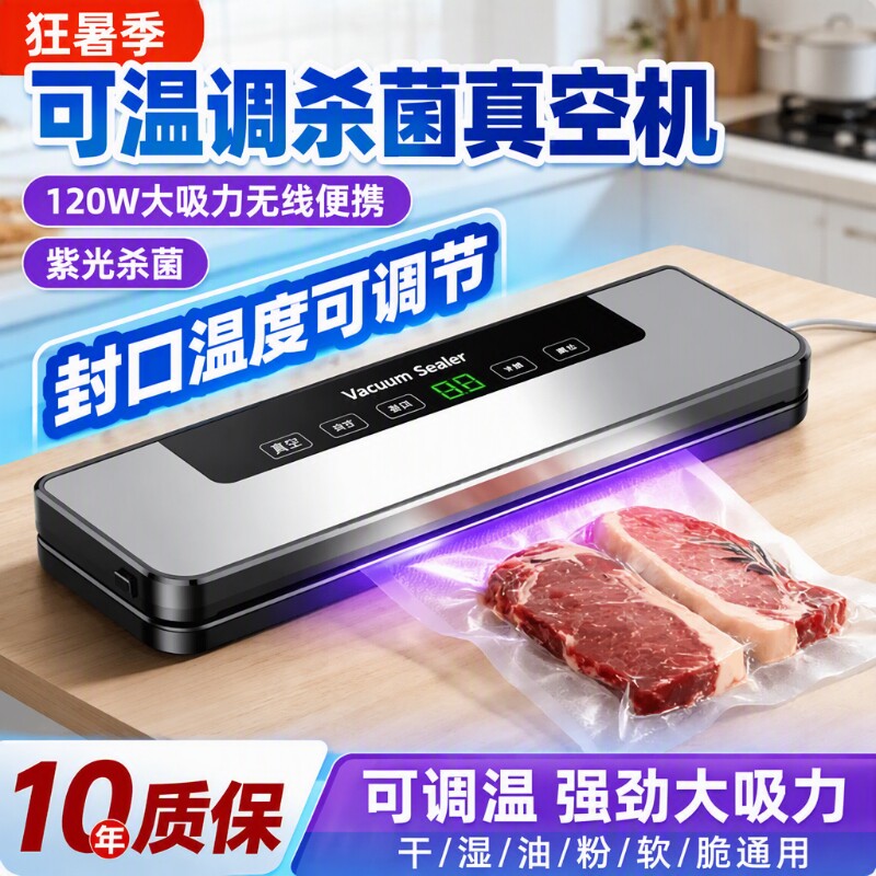 真空封口机家用自动抽一体干湿厨房小型塑封保鲜机食品包装机器