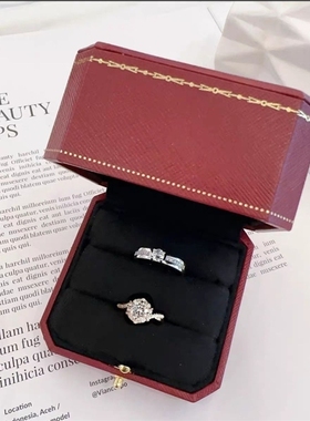 一克拉星织钻戒对戒结婚仿真假对戒结婚戒指仿真活口可调节假钻戒