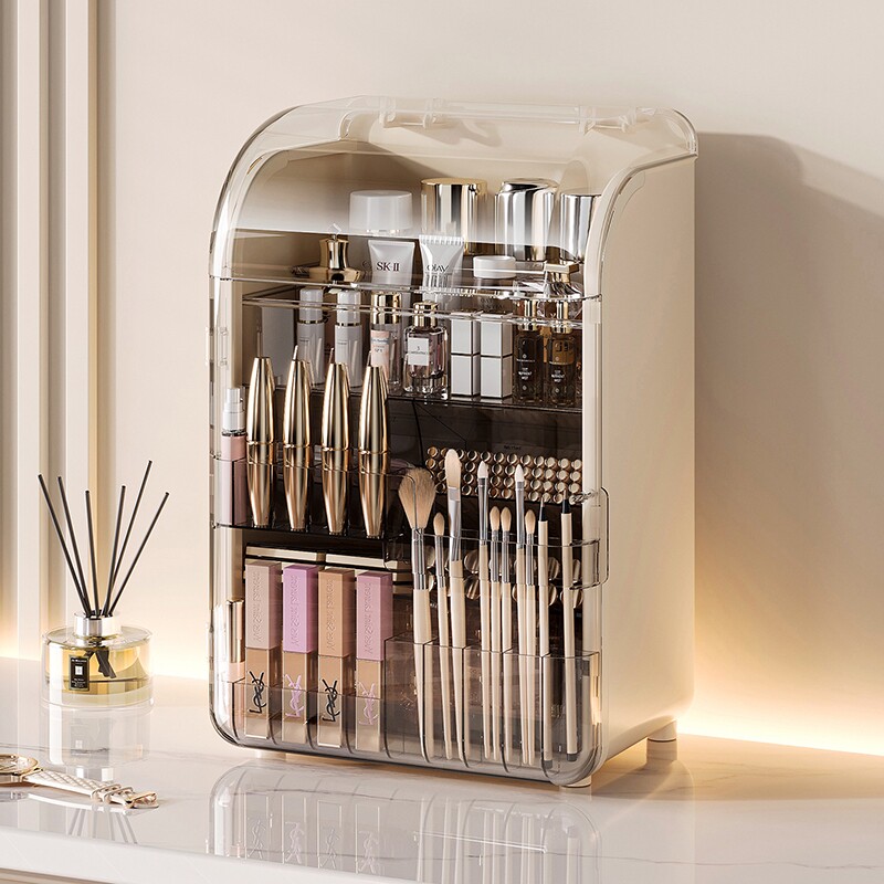 化妆品收纳盒桌面高级感透明防尘口红护肤梳妆台大容量抽屉置物架