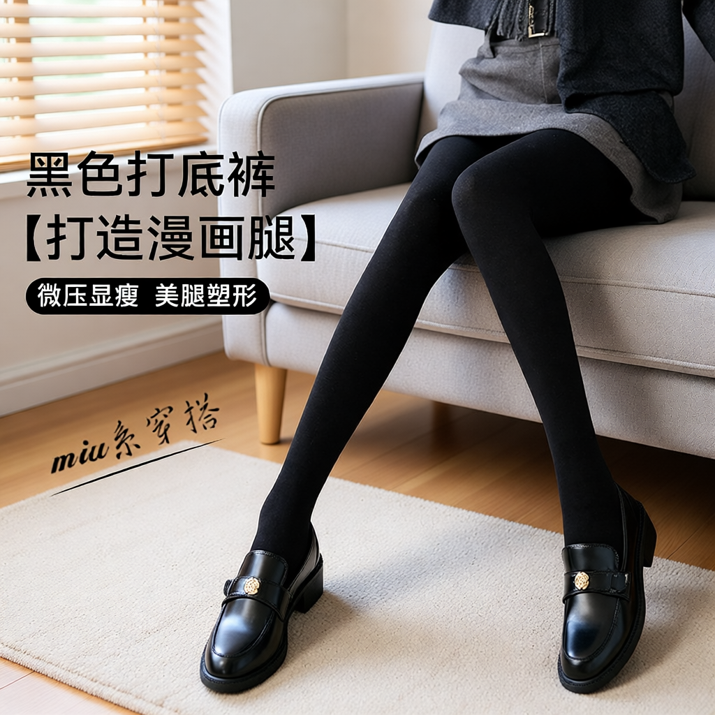 黑色光腿神器女秋冬季加绒加厚