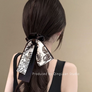 水墨江南~新中式缎面飘带发圈头绳女气质蝴蝶结低马尾发绳盘发