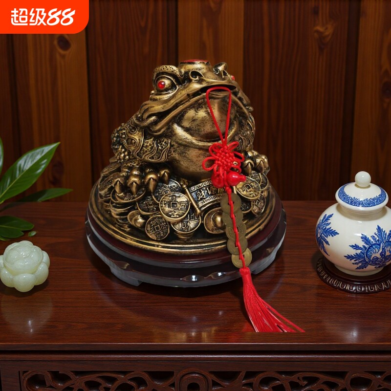 金蟾招财摆件开业乔还礼品三足蟾蜍收银台玄关酒柜办公室装饰金蝉图片