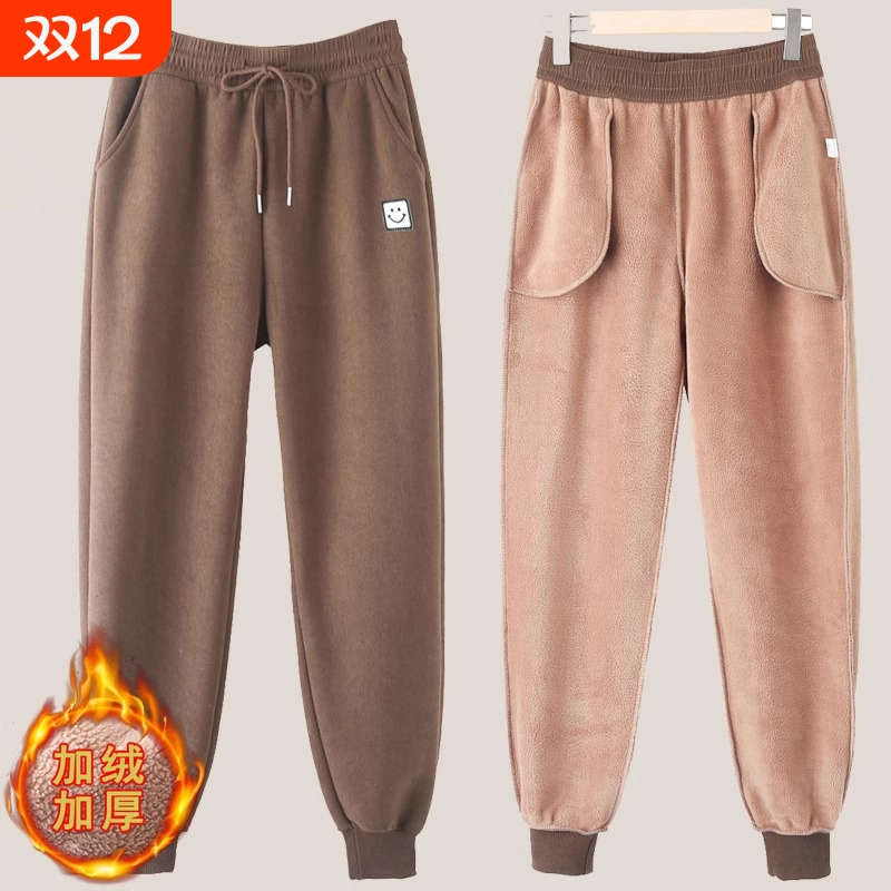 妈妈裤子秋冬加绒卫裤
