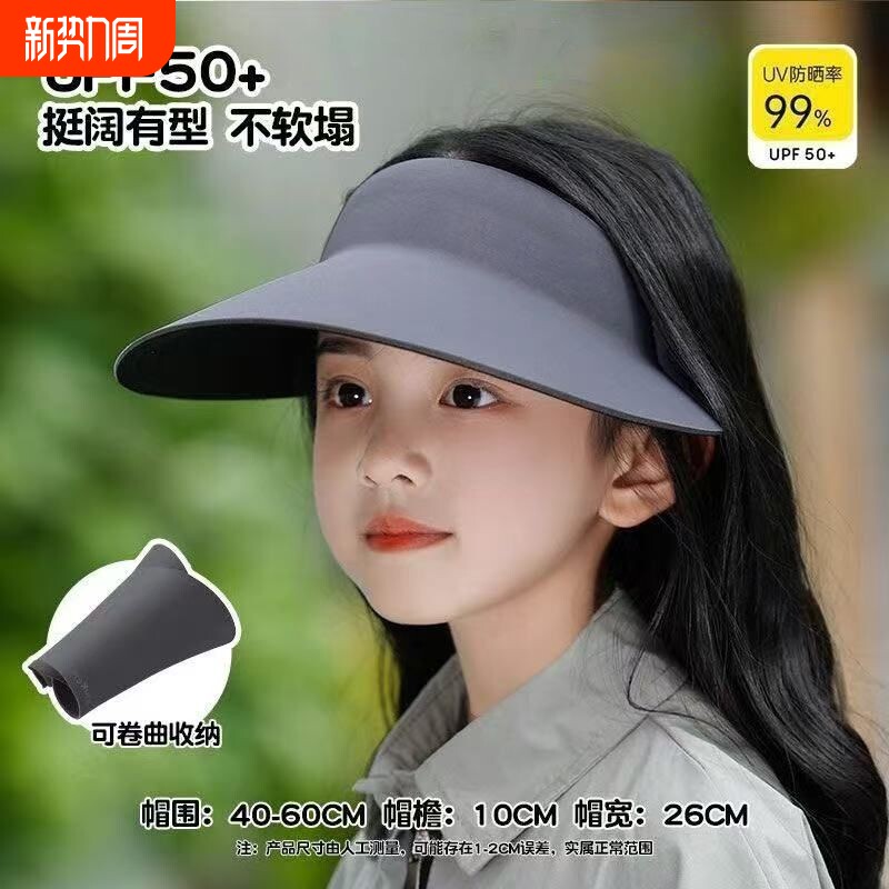儿童帽子夏季防紫外线女童防晒帽空顶户外韩版宝宝太阳帽男遮阳帽