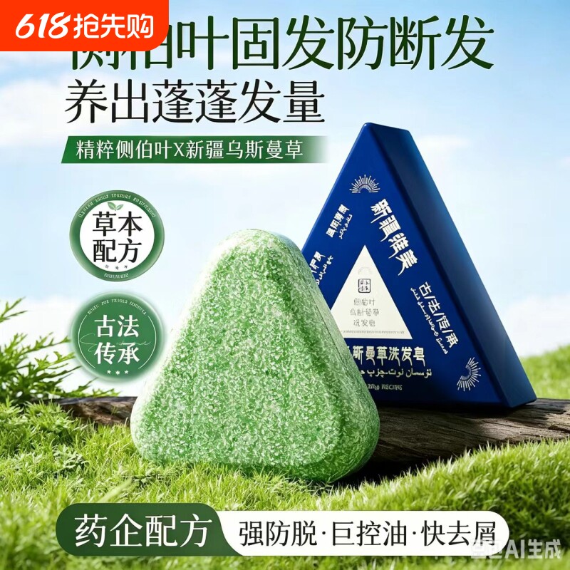侧柏叶洗发皂新疆乌斯曼草何首乌固中药手工发防断控油去屑洗头皂