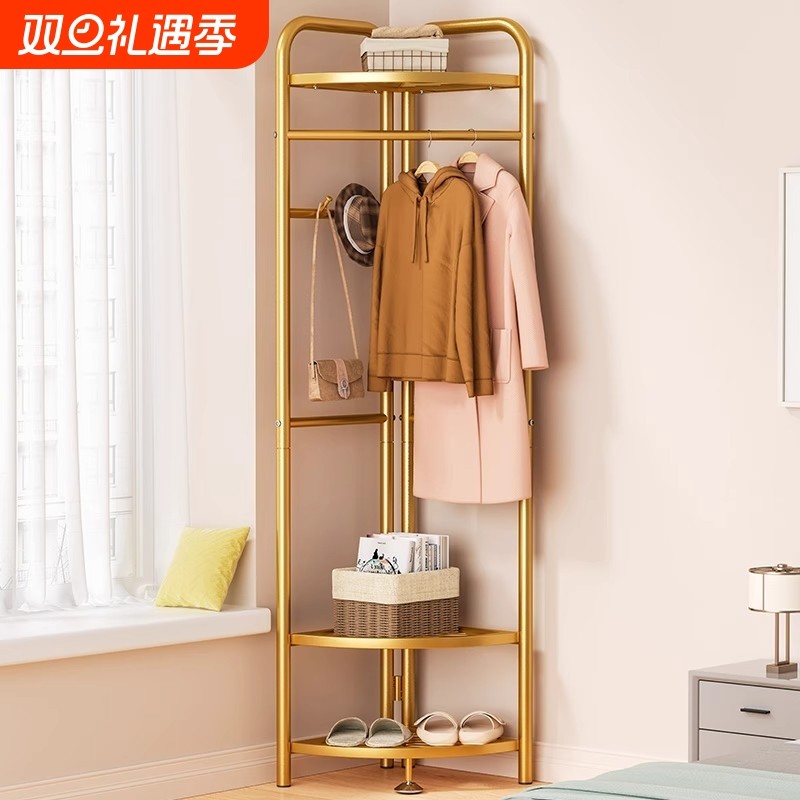 转角衣帽架挂衣架卧室落地床边放衣服神器小型收纳置物架简易轻奢