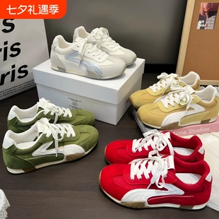 意尔康心选复古德训鞋女内增高透气网面休闲黑色运动鞋夏季新款鞋