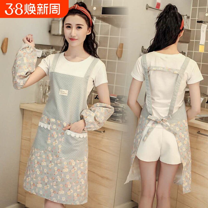 2024家用网红围裙新款纯棉女士透气防水防油洋气背带厨房薄款加长