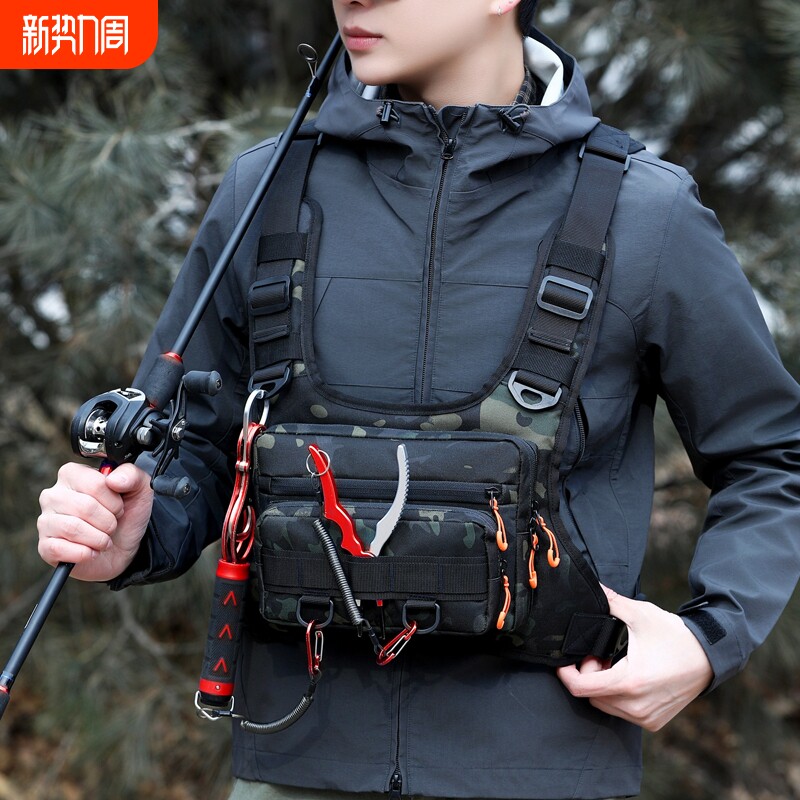 多功能路亚包战术胸包钓鱼马甲户外工具专用快反摄影师双肩胸挂包