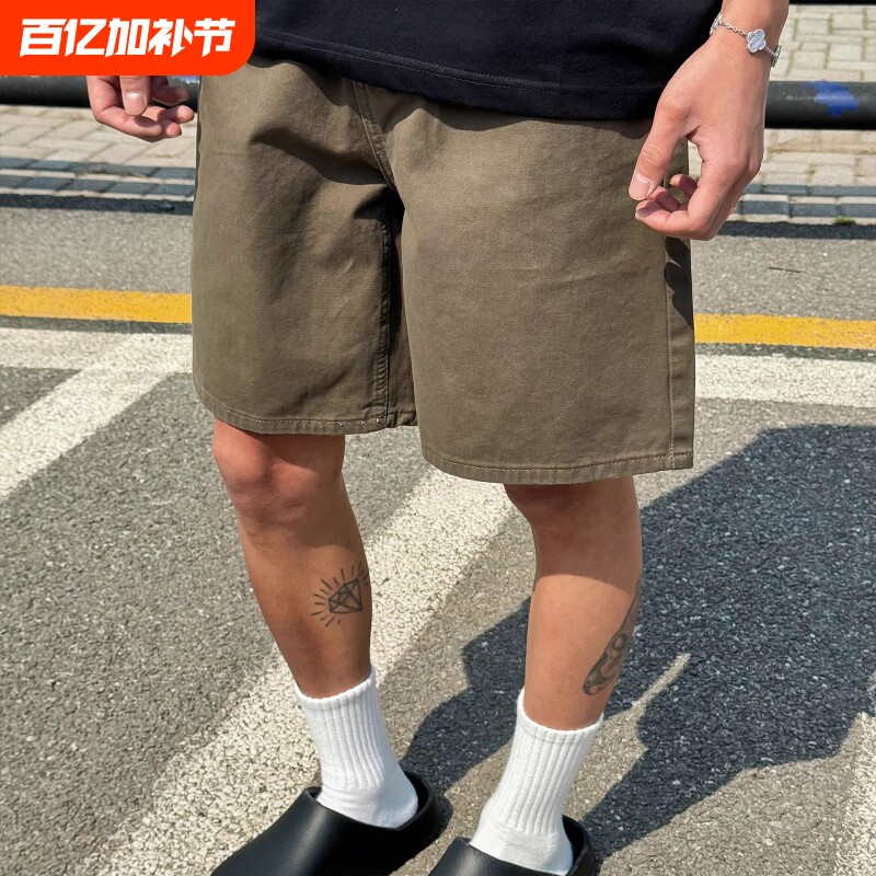 美式户外休闲直筒显瘦夏季五分裤男女cleanfit牛仔短裤黑色白色