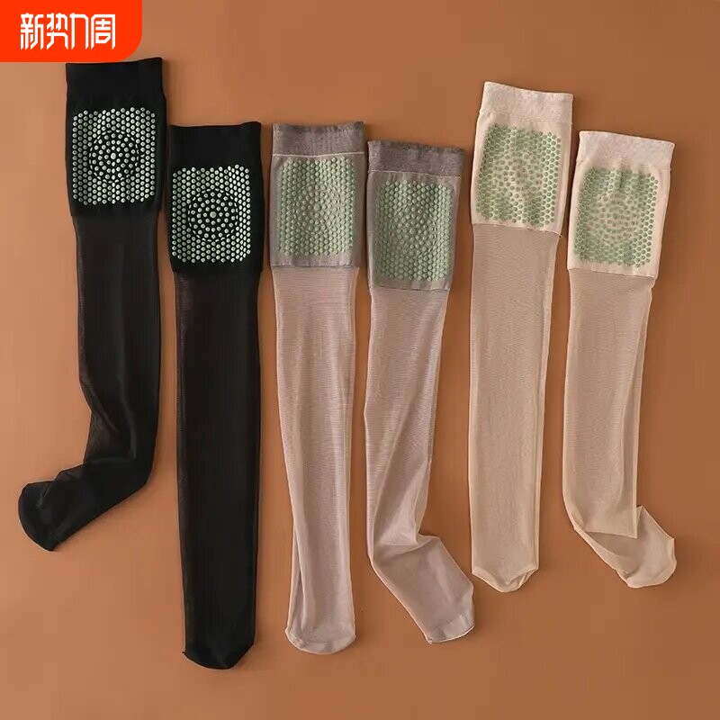 夏季女长筒过膝小腿袜护膝盖保暖老寒腿薄款无痕防勾丝艾草长丝袜