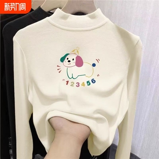 双面德绒男童打底衫中大童内搭秋冬女童装长袖t恤半高领保暖上衣F