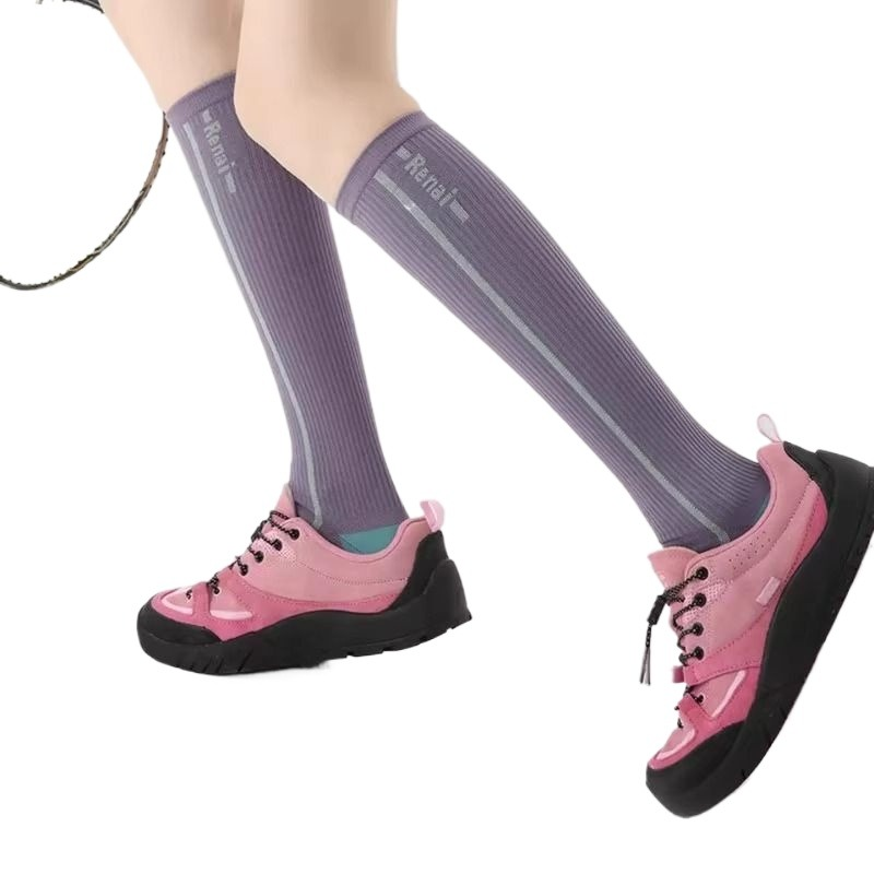 专业跑步运动袜女小腿压缩袜徒步骑行羽毛球压力长筒袜子