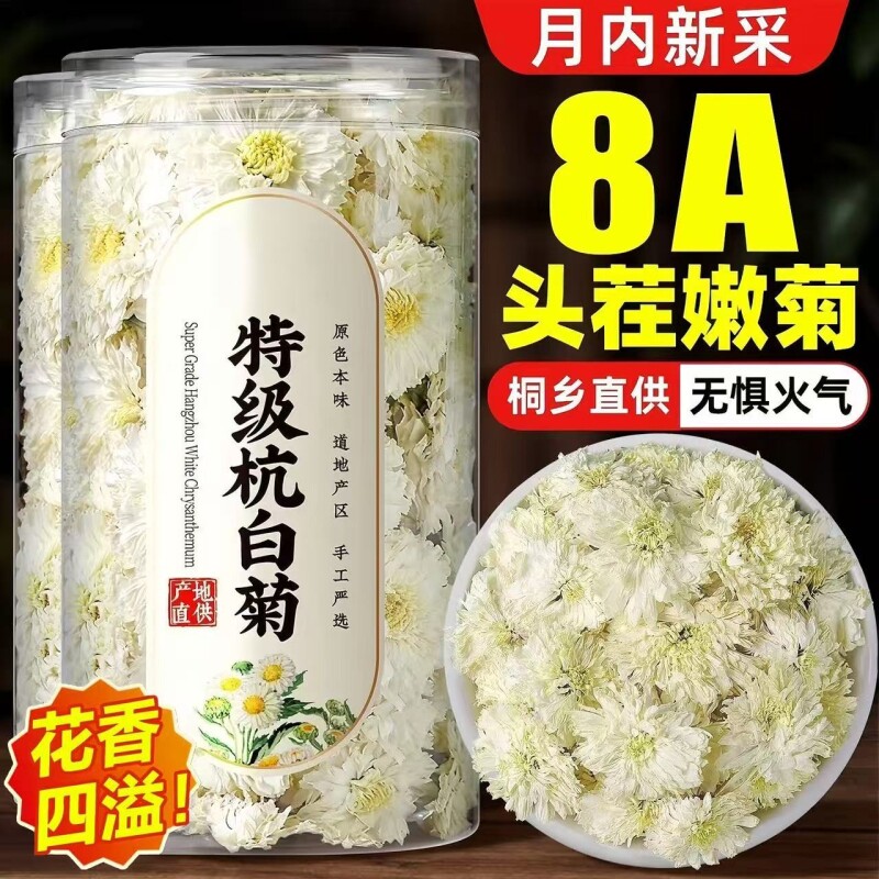 新货桐乡杭白菊特级正品黄山正宗白菊花清热去火养生茶泡水煮茶