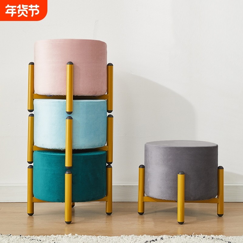 凳子家用轻奢小圆凳沙发凳客厅茶几凳换鞋凳小墩子矮凳结实可拆洗