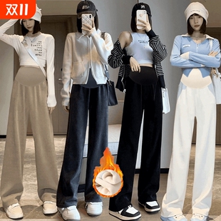 冬季 孕妇裤 冬装 加绒加厚保暖长裤 白色黑色 春秋冬外穿欧棉绒打底裤