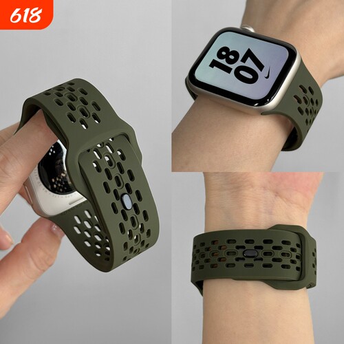 适用iwatch10表带s11苹果S9手表applewatch硅胶S10男款女士新款腕带透气SE高级感军夏季ultra运动SE