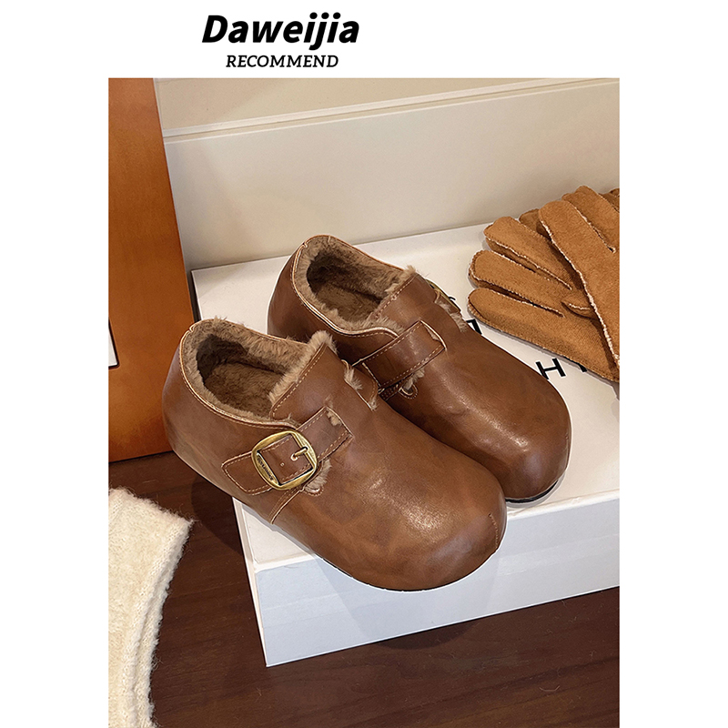 加绒内增高勃肯小皮鞋女秋冬季新款巨好看时尚爆款百搭休闲单鞋子