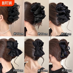 蝴蝶结头发发卡抓夹女高级感2025新款 发夹后脑勺大号鲨鱼夹子头饰