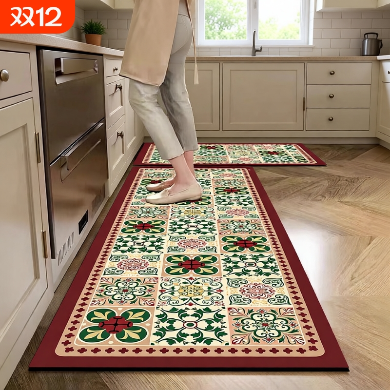 厨房地垫防滑防油可擦免洗防水地毯吸水专用脚垫长条垫子硅藻泥