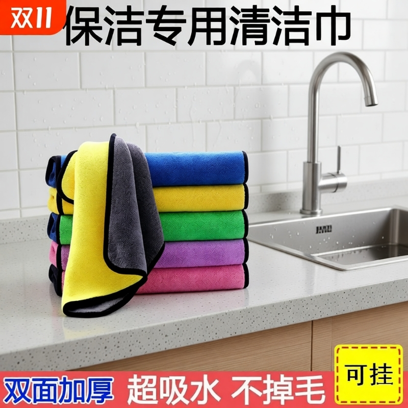 厨房抹布专用吸水不掉毛洗碗布清洁擦桌子商用餐饮酒店保洁毛巾布