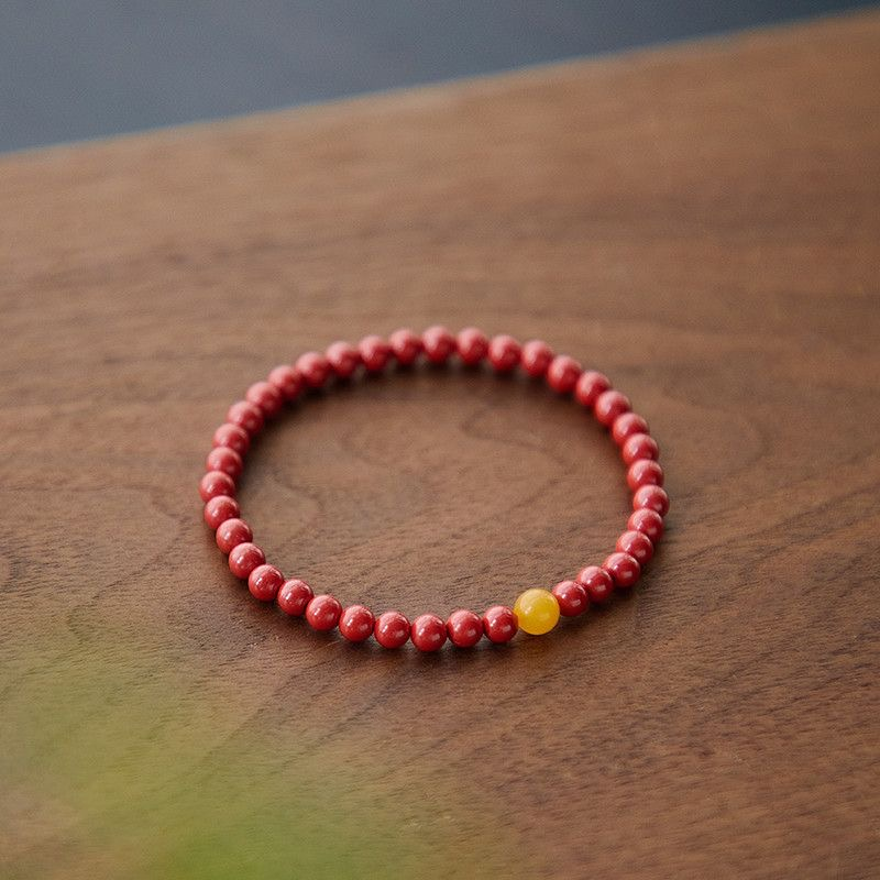 VZZS天然朱砂手串手链本命年转运紫金砂蜜蜡款情侣款好运佩戴顺利