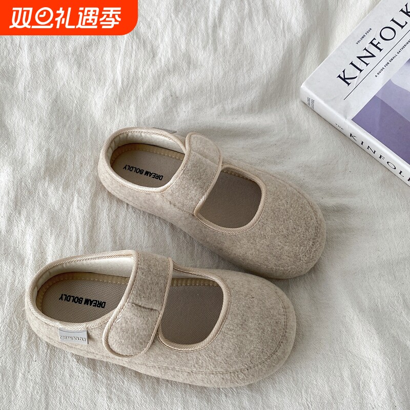 玛丽珍复古包头半拖鞋女秋冬外穿小香风平底勃肯鞋单鞋圆头魔术贴