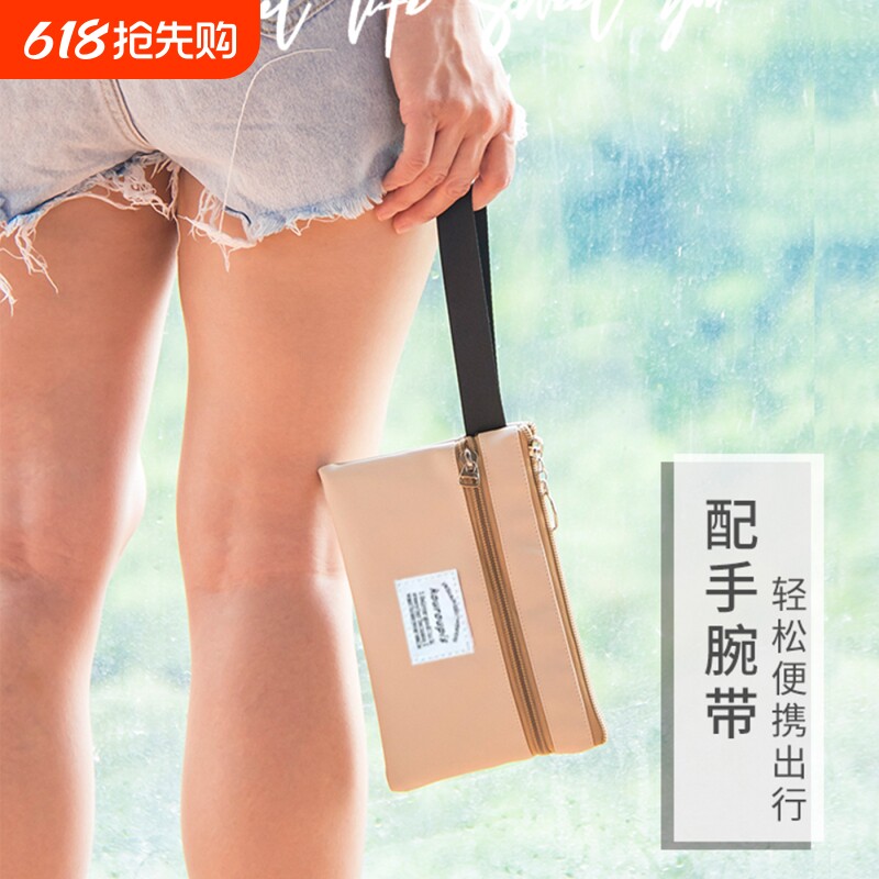 韩系ins风双分区收纳包大容量便携化妆包旅行随身袋多功能零钱包