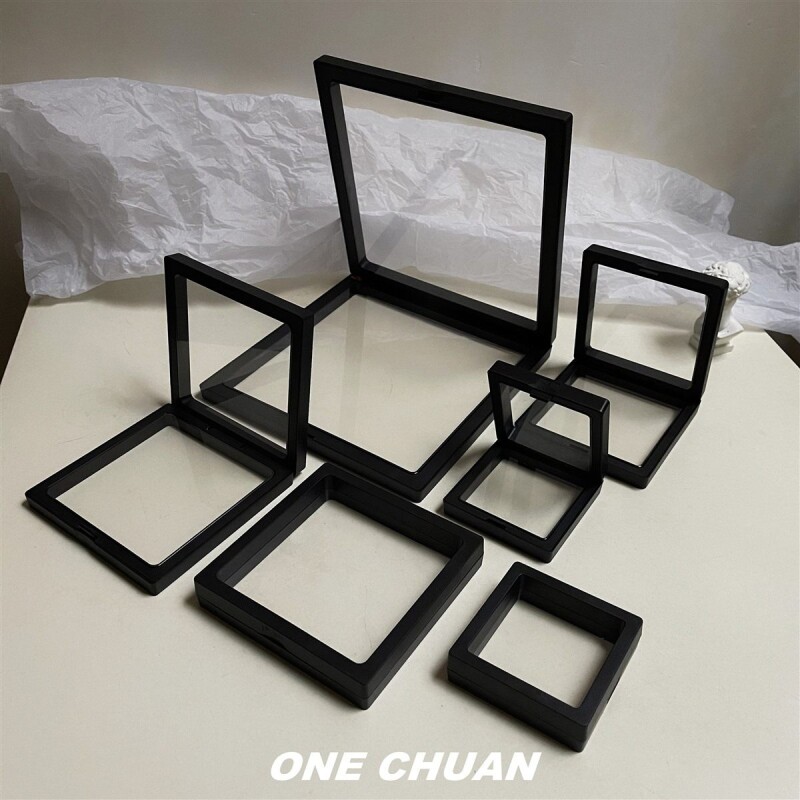 PE薄膜悬浮盒戒指项链耳饰手链收纳盒防尘包装密封手镯黑色单个图片