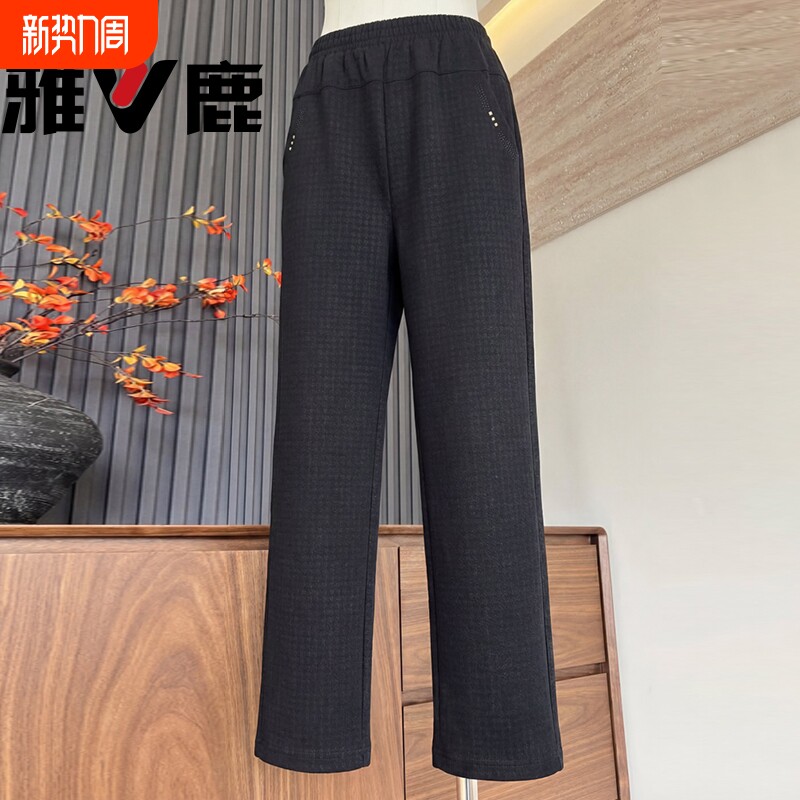 雅鹿中老年裤子女妈妈春季奶奶大码老人春夏休闲裤洋气宽松直筒裤