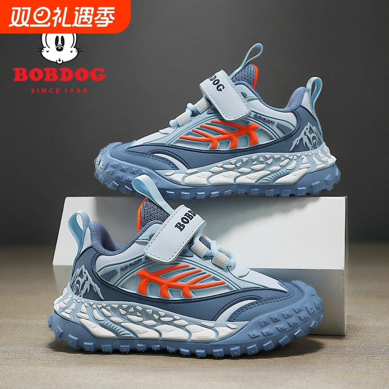 巴布豆男童鞋子防水皮面2025春秋新款韩版轻便软底耐磨儿童运动鞋