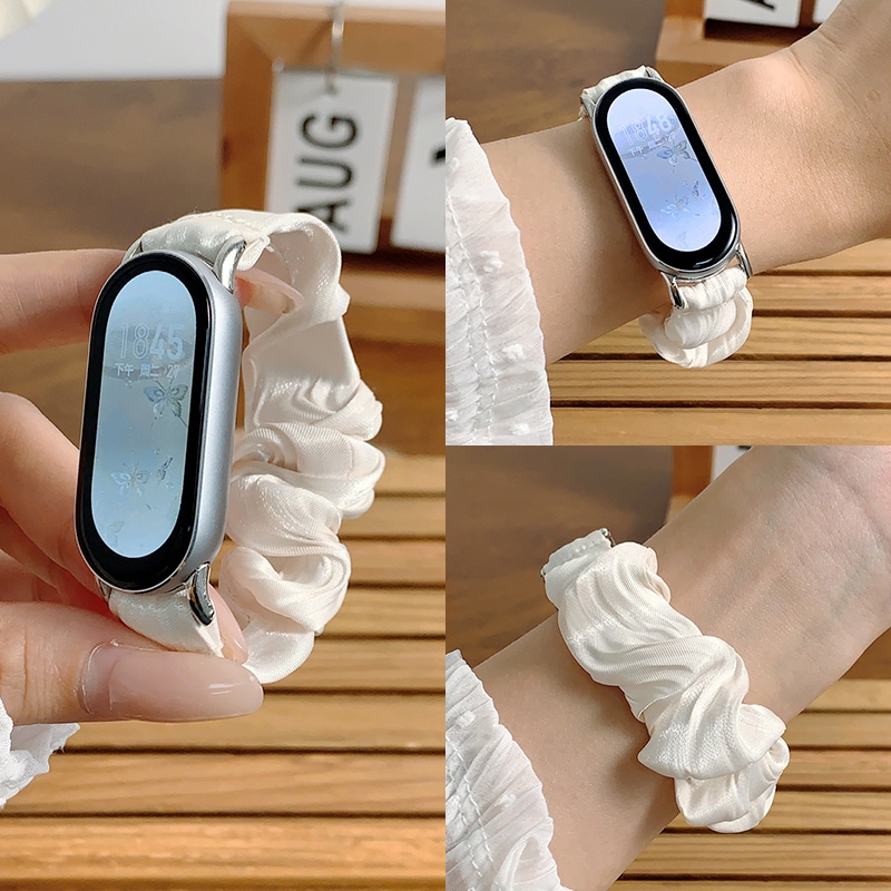 适用小米手环10/9/8腕带NFC新款大肠发圈3/4小米5/6智能手表表带替换7NFC运动个性手表带男女款潮夏天金属