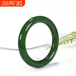 2026新款和田玉碧玉手镯细圆条宽版满绿菠菜绿少女款首饰旺夫镯子