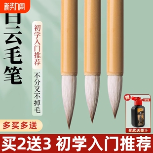 大白云毛笔兼毫羊毫初学者专用入门书法套装学生练字大中小加建白毛笔套装