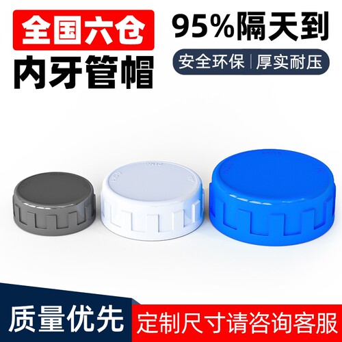 PVC内牙管帽内丝内螺纹管堵给水管件塑料配件4分6分1寸40 50 2寸