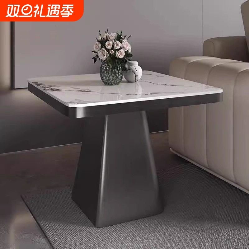 轻奢岩板现代简约边几角几客厅阳台酒店小桌子民宿客房高级小茶几