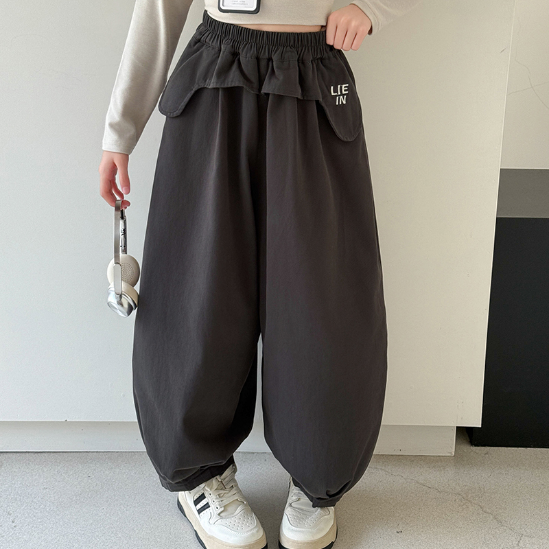 女童秋季休闲裤2025新款中大童甜美灯笼裤初中生宽松阔腿裤秋装潮